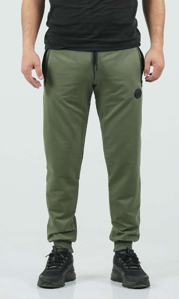 Muški donji deo trenerke sa ranflom - Maslinasto zelena - Слика 2