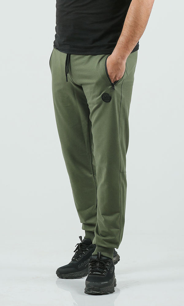 Muški donji deo trenerke sa ranflom - Maslinasto zelena - Слика 4