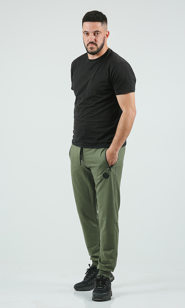 Muški donji deo trenerke sa ranflom - Maslinasto zelena - Слика 3